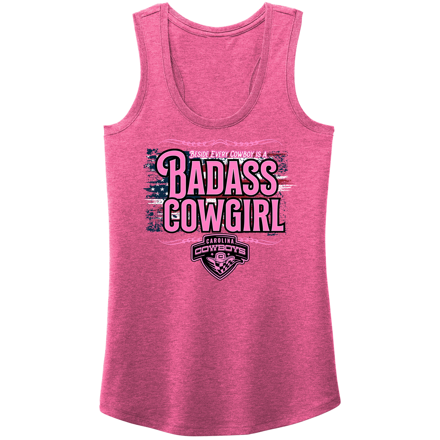 Ladies Badass Cowgirl Tank - Fuchsia
