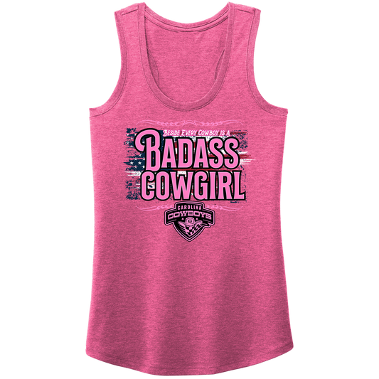 Ladies Badass Cowgirl Tank - Fuchsia