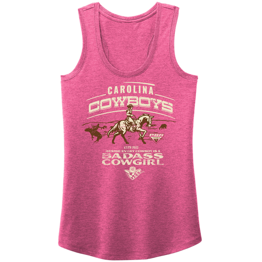 Ladies Badass Cowgirl Tank - Pink