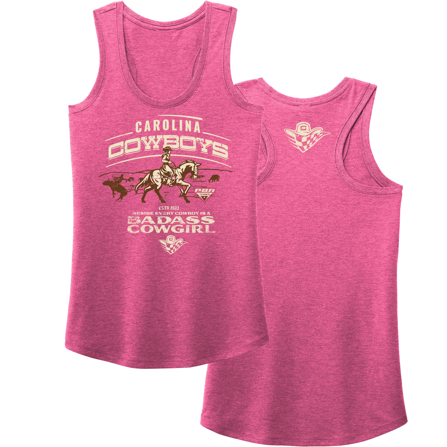 Ladies Badass Cowgirl Tank - Pink